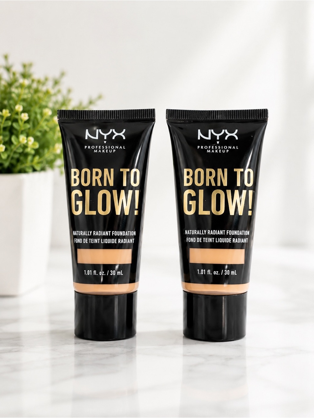 NEW NYX Born To Glow Foundation Lot of 2 Porcelain & Soft Beige Full Size
